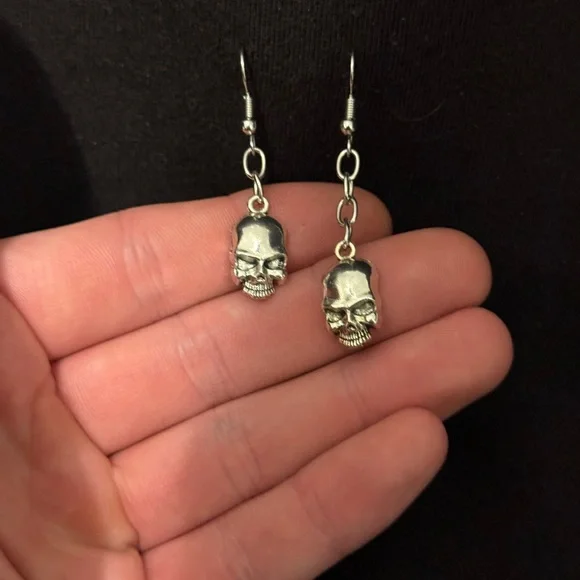Silver Dangle Earrings with Crystal Pendants - Picture 2 of 3